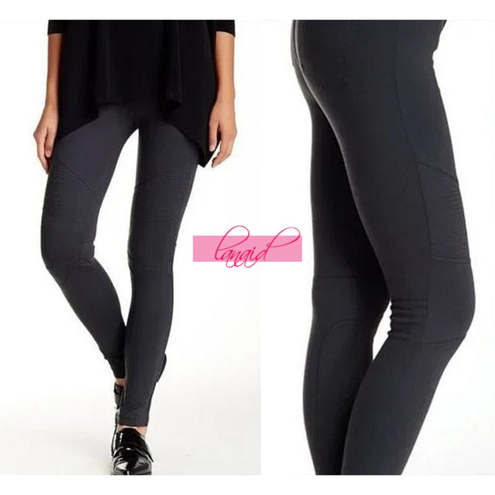 Vince Moto Leggings Charcoal Grey Edgy Motorcycle Ponte Skinny Stretch Pants 2